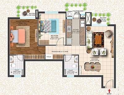 3 BHK Blueprint Layout